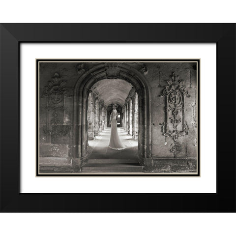 Under a Roman Colonnade Black Modern Wood Framed Art Print with Double Matting by Haute Photo Collection