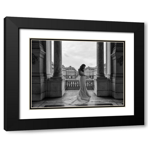 Balcony on a boulevard, Paris Black Modern Wood Framed Art Print with Double Matting by Haute Photo Collection