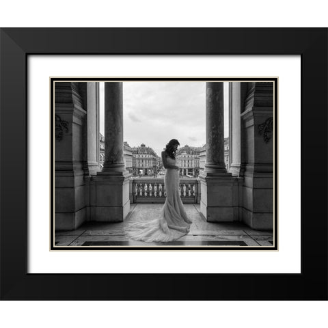 Balcony on a boulevard, Paris Black Modern Wood Framed Art Print with Double Matting by Haute Photo Collection