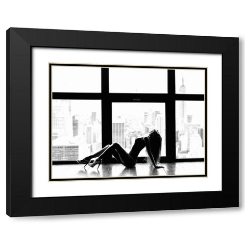 Up in the sky (Manhattan) Black Modern Wood Framed Art Print with Double Matting by Lauren, Julian