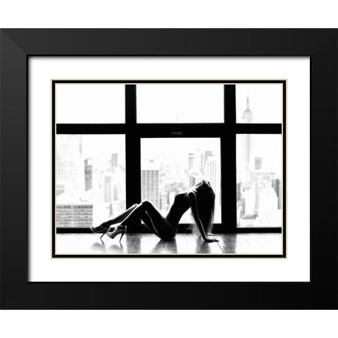 Up in the sky (Manhattan) Black Modern Wood Framed Art Print with Double Matting by Lauren, Julian