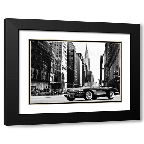 Roadster in NYC Black Modern Wood Framed Art Print with Double Matting by Gasoline Images