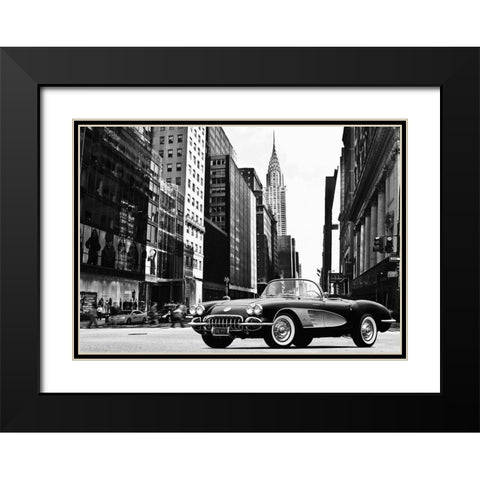Roadster in NYC Black Modern Wood Framed Art Print with Double Matting by Gasoline Images