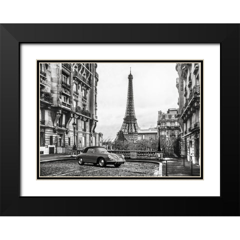 Roadster in Paris Black Modern Wood Framed Art Print with Double Matting by Gasoline Images