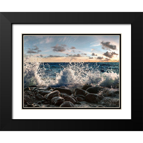 Waves crashing, Point Reyes, California Black Modern Wood Framed Art Print with Double Matting by Pangea Images