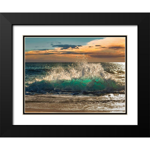 Wave crashing on the beach, Kauai Island, Hawaii Black Modern Wood Framed Art Print with Double Matting by Pangea Images