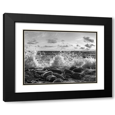 Waves crashing, Point Reyes, California (BW) Black Modern Wood Framed Art Print with Double Matting by Pangea Images