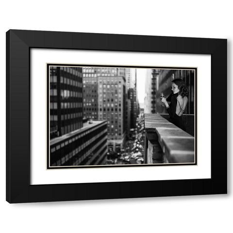 In Manhattan Black Modern Wood Framed Art Print with Double Matting by Lauren, Julian