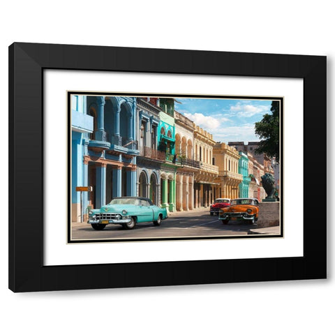 Avenida in Havana, Cuba Black Modern Wood Framed Art Print with Double Matting by Pangea Images
