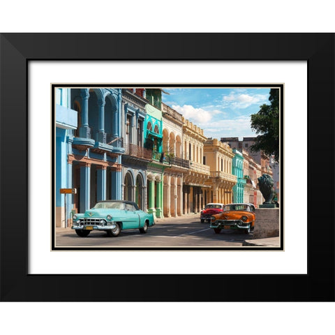 Avenida in Havana, Cuba Black Modern Wood Framed Art Print with Double Matting by Pangea Images