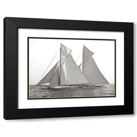 Columbia and Shamrock- 1901 Black Modern Wood Framed Art Print with Double Matting by Anonymous