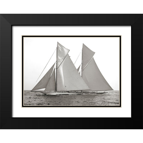 Columbia and Shamrock- 1901 Black Modern Wood Framed Art Print with Double Matting by Anonymous