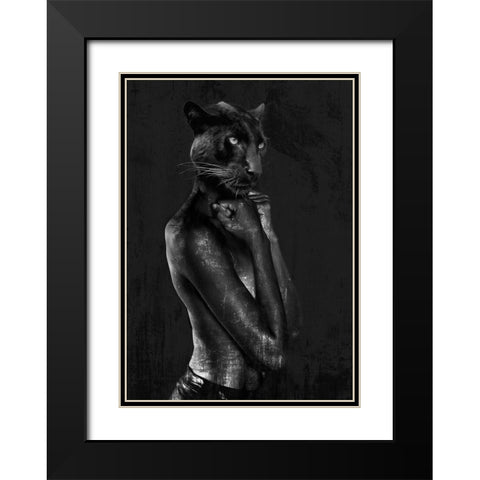 Black Chick Black Modern Wood Framed Art Print with Double Matting by VizLab