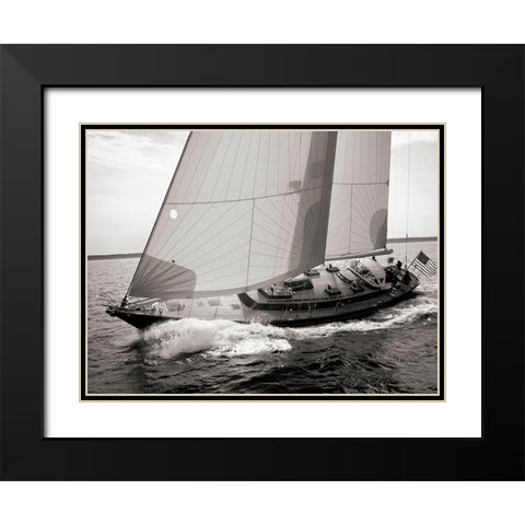 Sailboat Leaning to the Side (BW) Black Modern Wood Framed Art Print with Double Matting by Rabinowitz, Neil