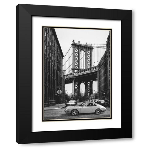 By the Manhattan Bridge - BW Black Modern Wood Framed Art Print with Double Matting by Gasoline Images