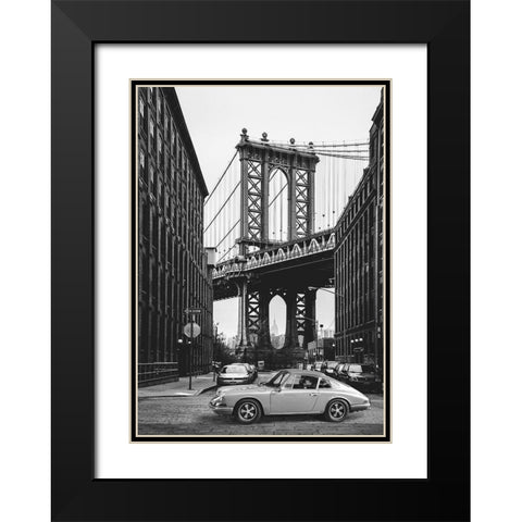 By the Manhattan Bridge - BW Black Modern Wood Framed Art Print with Double Matting by Gasoline Images