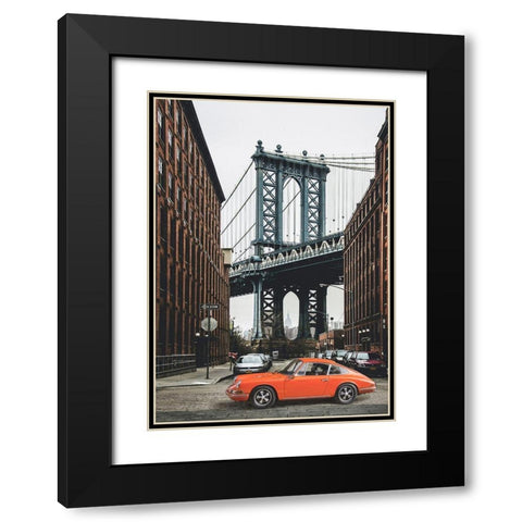 By the Manhattan Bridge Black Modern Wood Framed Art Print with Double Matting by Gasoline Images