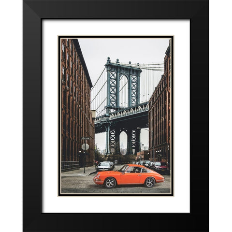 By the Manhattan Bridge Black Modern Wood Framed Art Print with Double Matting by Gasoline Images