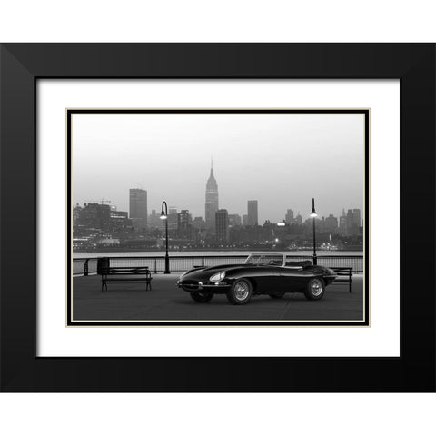 Vintage Spyder in NYC - BW Black Modern Wood Framed Art Print with Double Matting by Gasoline Images