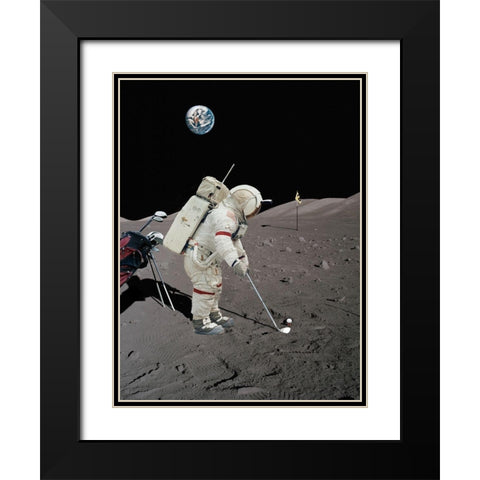Lunar Golf - NASA Black Modern Wood Framed Art Print with Double Matting by Astrolabs