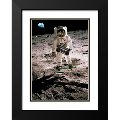Moonskating - NASA Black Modern Wood Framed Art Print with Double Matting by Astrolabs