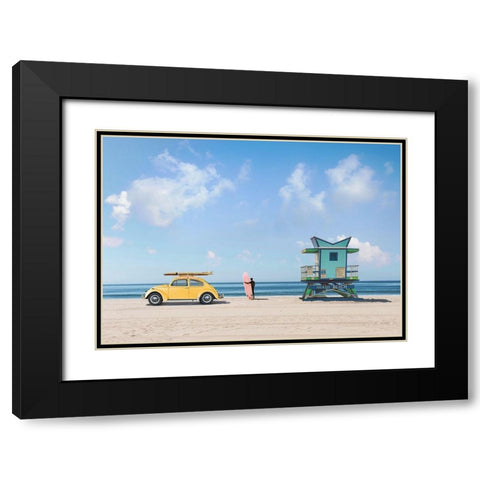 Waiting for the Waves-Miami Beach Black Modern Wood Framed Art Print with Double Matting by Gasoline Images