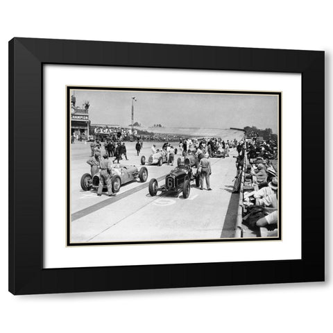 Grid of the 1934 French Grand Prix Black Modern Wood Framed Art Print with Double Matting by Anonymous