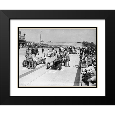 Grid of the 1934 French Grand Prix Black Modern Wood Framed Art Print with Double Matting by Anonymous