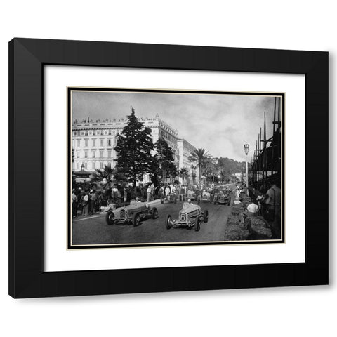 Start of the 1933 Nice Grand Prix Black Modern Wood Framed Art Print with Double Matting by Anonymous