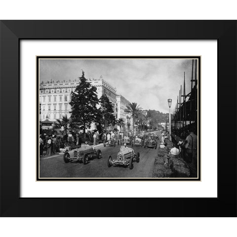 Start of the 1933 Nice Grand Prix Black Modern Wood Framed Art Print with Double Matting by Anonymous