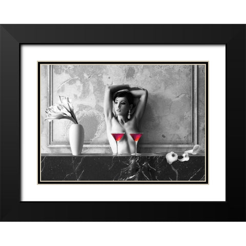 Cocktail for Two Black Modern Wood Framed Art Print with Double Matting by Lauren, Julian