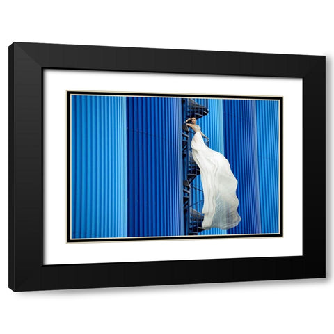 Unconventional Womenscape #5-Indigo Black Modern Wood Framed Art Print with Double Matting by Lauren, Julian