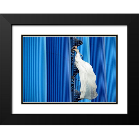 Unconventional Womenscape #5-Indigo Black Modern Wood Framed Art Print with Double Matting by Lauren, Julian