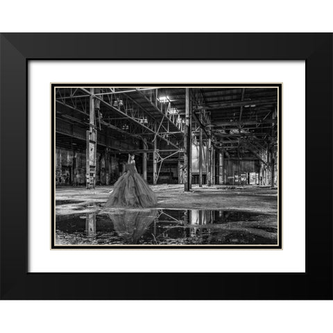 Unconventional Womenscape #8-The Factory (BW) Black Modern Wood Framed Art Print with Double Matting by Lauren, Julian