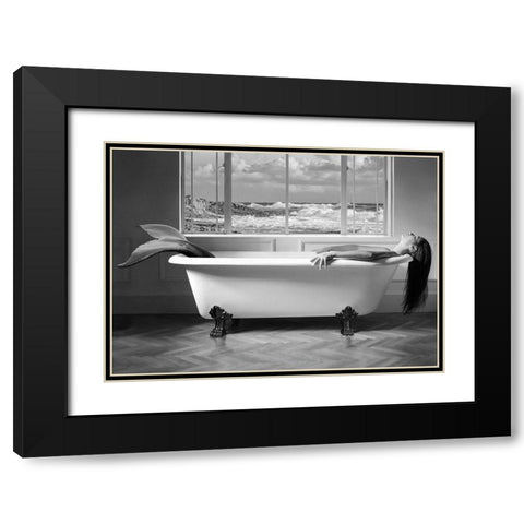 Mermaid Resting Black Modern Wood Framed Art Print with Double Matting by Lauren, Julian