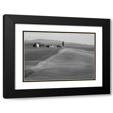 Val dOrcia-Siena-Tuscany (BW) Black Modern Wood Framed Art Print with Double Matting by Pangea Images