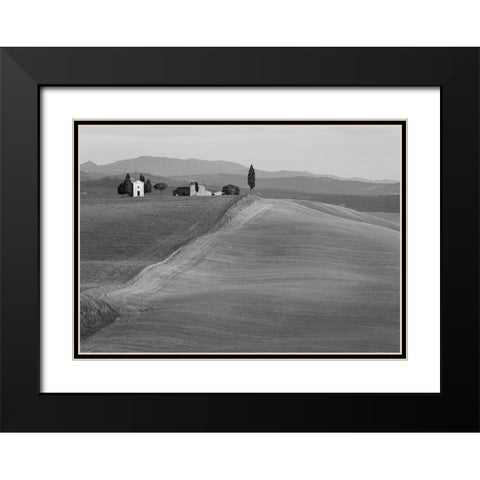 Val dOrcia-Siena-Tuscany (BW) Black Modern Wood Framed Art Print with Double Matting by Pangea Images