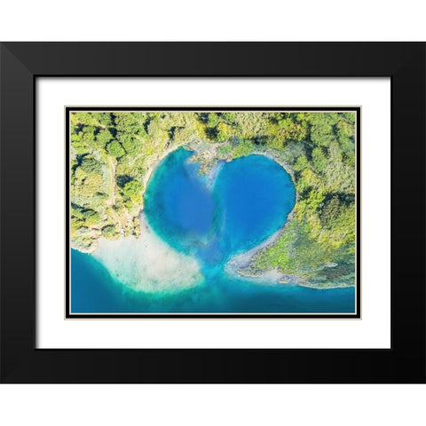 Heart Shaped Atoll-Fiji Black Modern Wood Framed Art Print with Double Matting by Pangea Images