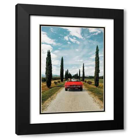 Sportscar in Tuscany Black Modern Wood Framed Art Print with Double Matting by Gasoline Images