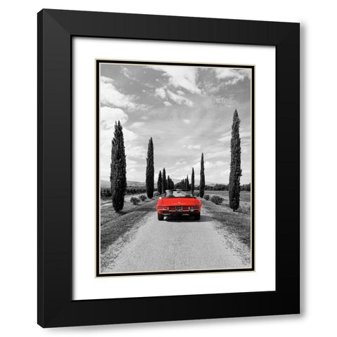 Sportscar in Tuscany (BW) Black Modern Wood Framed Art Print with Double Matting by Gasoline Images