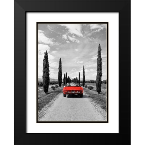 Sportscar in Tuscany (BW) Black Modern Wood Framed Art Print with Double Matting by Gasoline Images