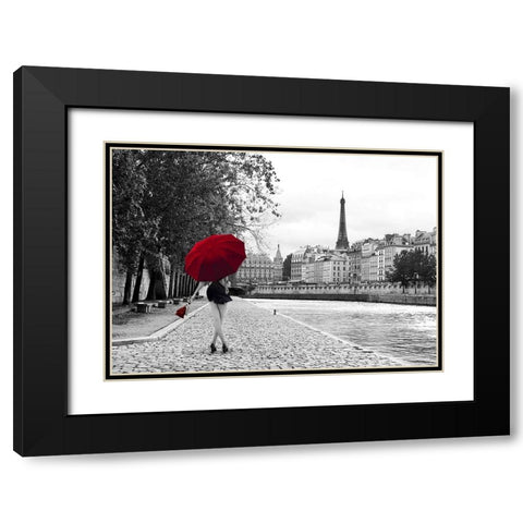 Quai de la Seine Black Modern Wood Framed Art Print with Double Matting by Lauren, Julian