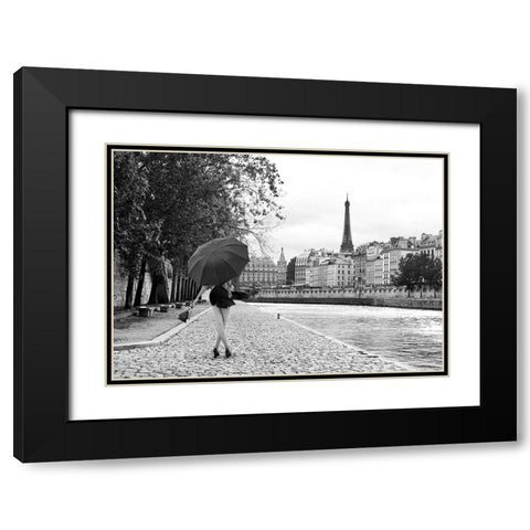 Quai de la Seine (BW) Black Modern Wood Framed Art Print with Double Matting by Lauren, Julian
