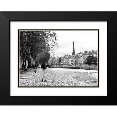 Quai de la Seine (BW) Black Modern Wood Framed Art Print with Double Matting by Lauren, Julian