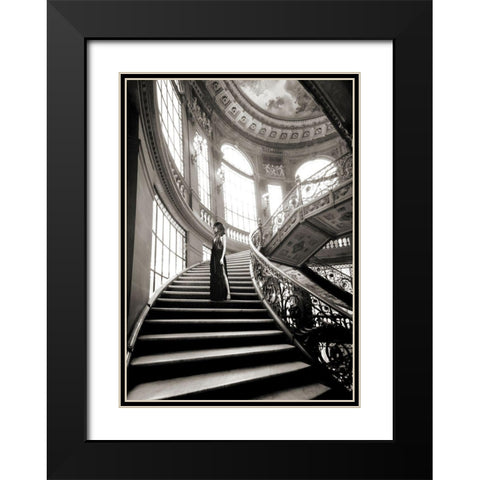 Femme sur lescalier Black Modern Wood Framed Art Print with Double Matting by Haute Photo Collection
