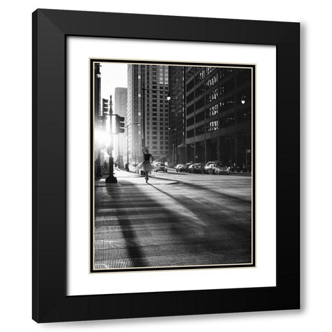 Manhattan Dance Black Modern Wood Framed Art Print with Double Matting by Lauren, Julian