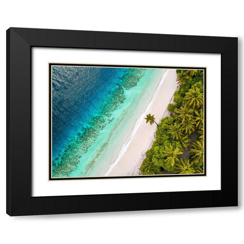 Tropical Beach, Aerial View Black Modern Wood Framed Art Print with Double Matting by Pangea Images