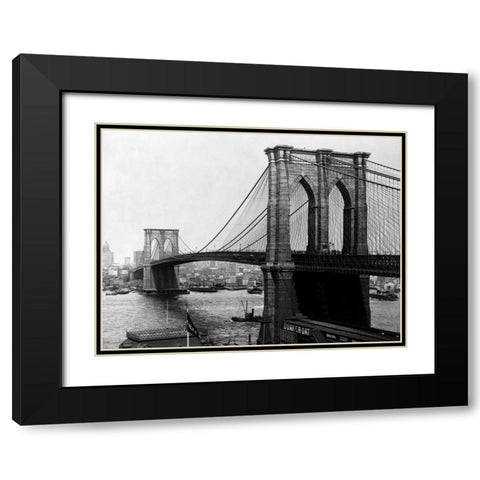 Brooklyn Bridge New York 1900 Black Modern Wood Framed Art Print with Double Matting by Loeffler, A.