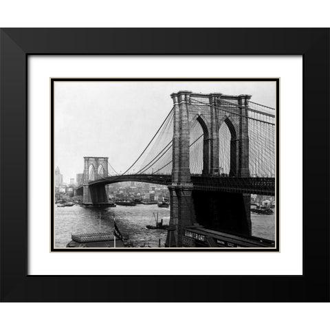 Brooklyn Bridge New York 1900 Black Modern Wood Framed Art Print with Double Matting by Loeffler, A.