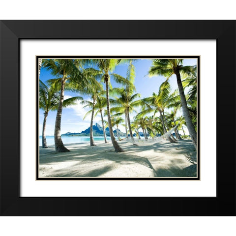 Hammock at Bora Bora Tahiti Black Modern Wood Framed Art Print with Double Matting by Anonymous